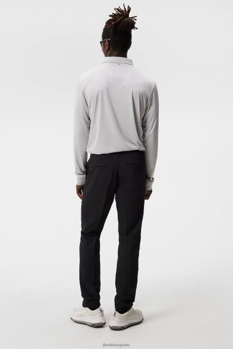 Men J.Lindeberg Light Grey Melange Tour Tech Long Sleeve Polo Clothing 8R62106