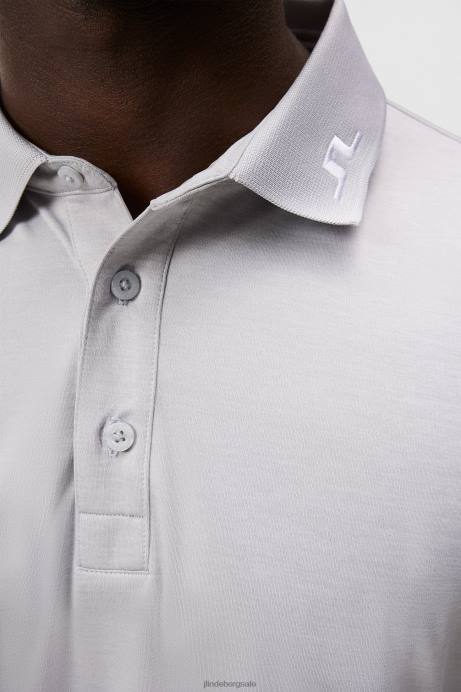 Men J.Lindeberg Light Grey Melange Tour Tech Long Sleeve Polo Clothing 8R62106