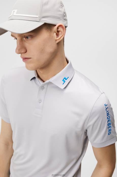 Men J.Lindeberg Light Grey Melange Tour Tech Polo Clothing 8R62253