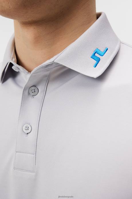 Men J.Lindeberg Light Grey Melange Tour Tech Polo Clothing 8R62253