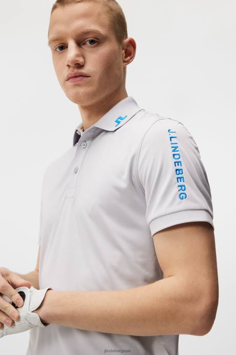 Men J.Lindeberg Light Grey Melange Tour Tech Slim Polo Clothing 8R62241