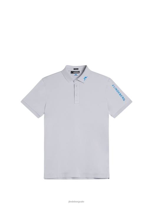 Men J.Lindeberg Light Grey Melange Tour Tech Slim Polo Clothing 8R62241