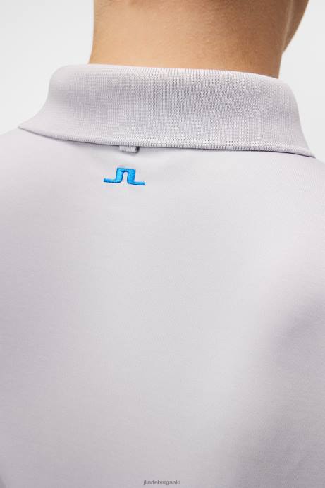 Men J.Lindeberg Light Grey Melange Tour Tech Slim Polo Clothing 8R62241
