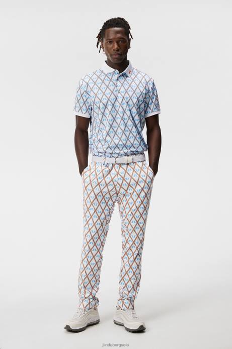 Men J.Lindeberg Little Boy Blue Diamond Tour Tech Print Polo Clothing 8R6221