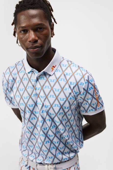 Men J.Lindeberg Little Boy Blue Diamond Tour Tech Print Polo Clothing 8R6221
