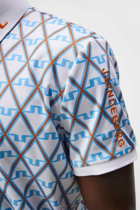 Men J.Lindeberg Little Boy Blue Diamond Tour Tech Print Polo Clothing 8R6221