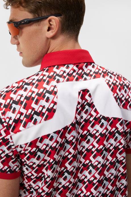 Men J.Lindeberg Micro Bridge Cherry Kv Print Polo Clothing 8R6229