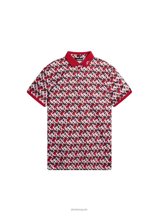 Men J.Lindeberg Micro Bridge Cherry Tour Tech Print Polo Clothing 8R6218
