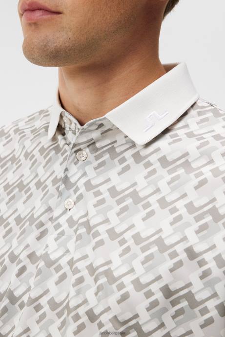 Men J.Lindeberg Micro Bridge Grey Kv Print Polo Clothing 8R6226