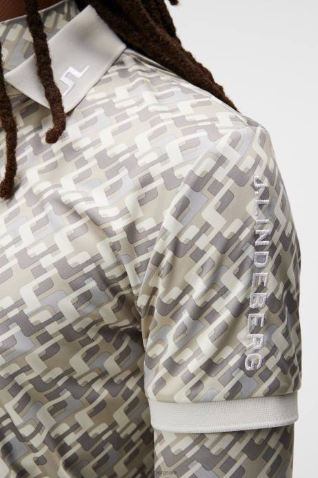 Men J.Lindeberg Micro Bridge Grey Tour Tech Print Polo Clothing 8R6222