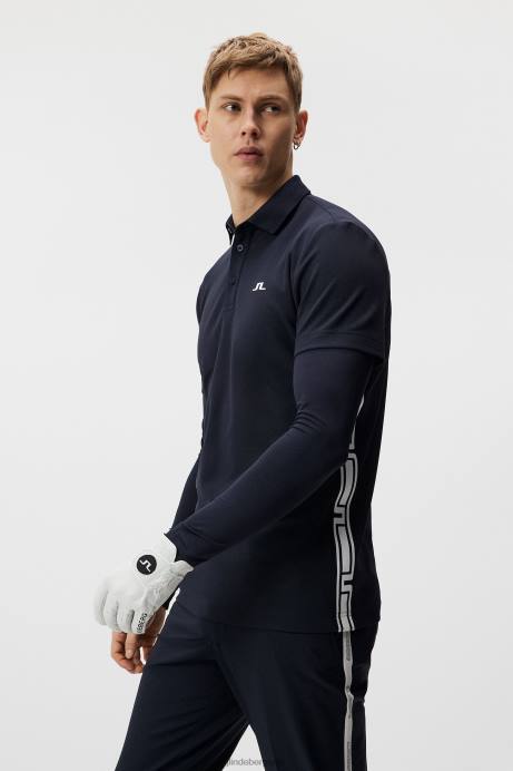 Men J.Lindeberg Navy Liam Long Sleeve Polo Clothing 8R62216