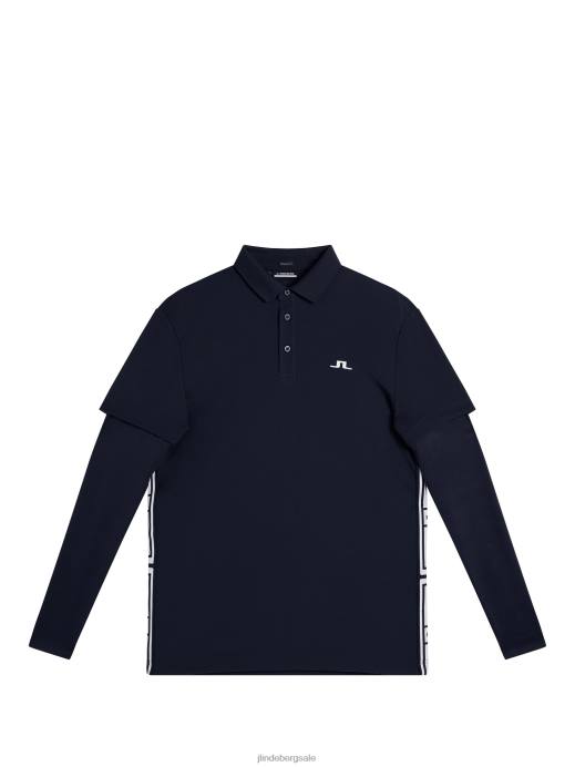 Men J.Lindeberg Navy Liam Long Sleeve Polo Clothing 8R62216