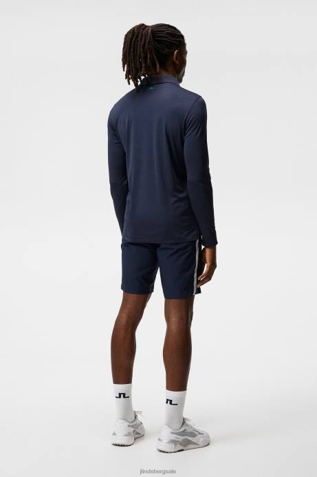 Men J.Lindeberg Navy Melange Tour Tech Long Sleeve Polo Clothing 8R62272