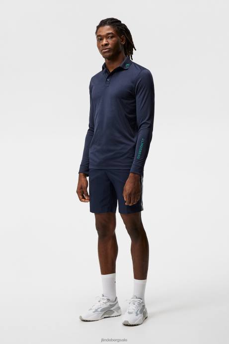 Men J.Lindeberg Navy Melange Tour Tech Long Sleeve Polo Clothing 8R62272