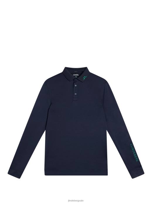 Men J.Lindeberg Navy Melange Tour Tech Long Sleeve Polo Clothing 8R62272