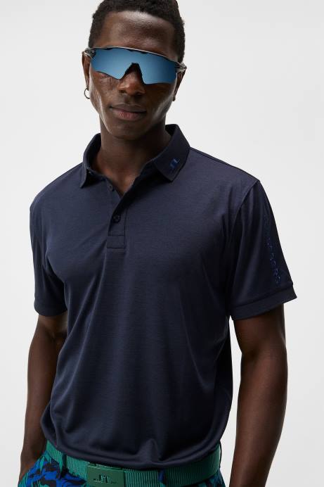 Men J.Lindeberg Navy Melange Tour Tech Polo Clothing 8R6260