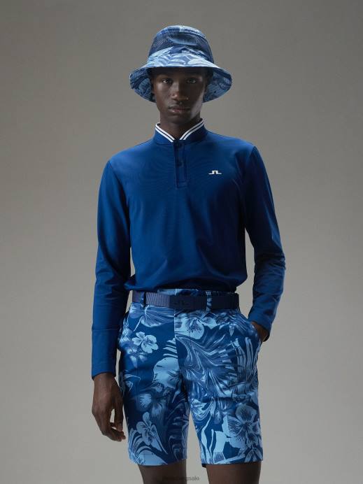 Men J.Lindeberg Navy Peony Tyson Long-Sleeve Polo Clothing 8R62334