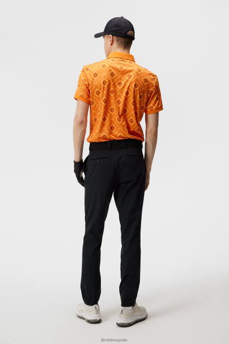 Men J.Lindeberg Orange Diamond logo Tour Tech Print Polo Clothing 8R62249