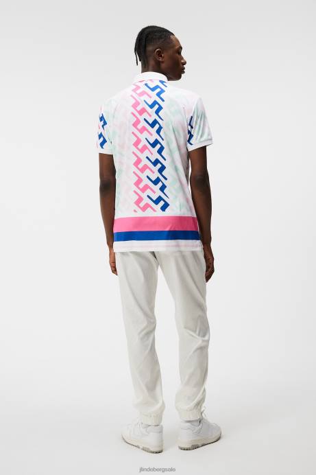 Men J.Lindeberg Pink Painted Bridge Tour Collection - Special Tour Tech Print Polo Clothing 8R62136