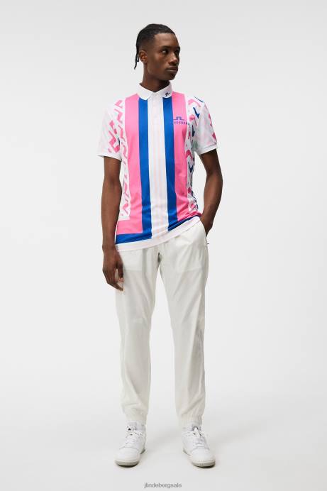 Men J.Lindeberg Pink Painted Bridge Tour Collection - Special Tour Tech Print Polo Clothing 8R62136