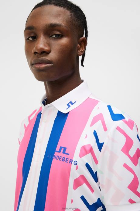 Men J.Lindeberg Pink Painted Bridge Tour Collection - Special Tour Tech Print Polo Clothing 8R62136