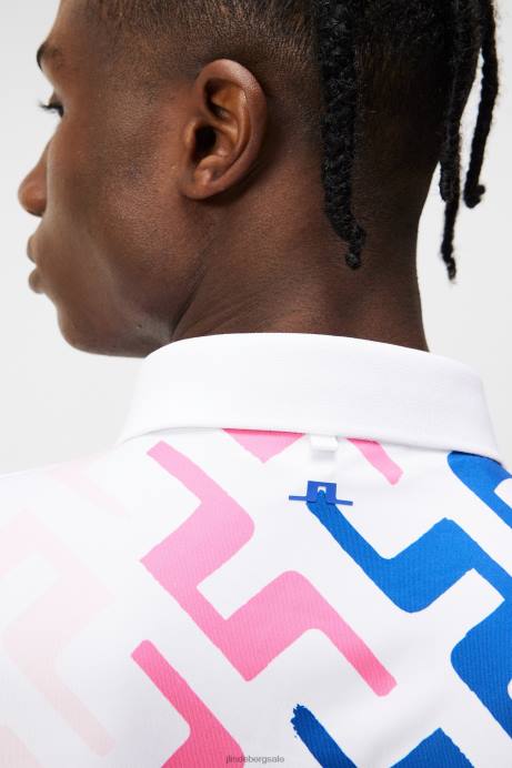 Men J.Lindeberg Pink Painted Bridge Tour Collection - Special Tour Tech Print Polo Clothing 8R62136