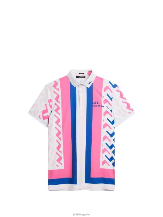 Men J.Lindeberg Pink Painted Bridge Tour Collection - Special Tour Tech Print Polo Clothing 8R62136
