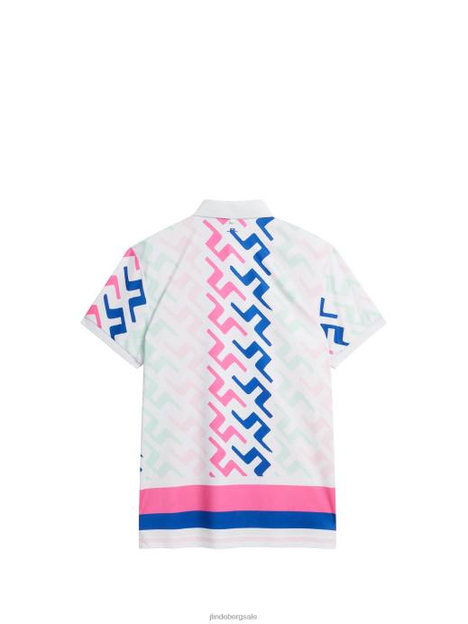 Men J.Lindeberg Pink Painted Bridge Tour Collection - Special Tour Tech Print Polo Clothing 8R62136