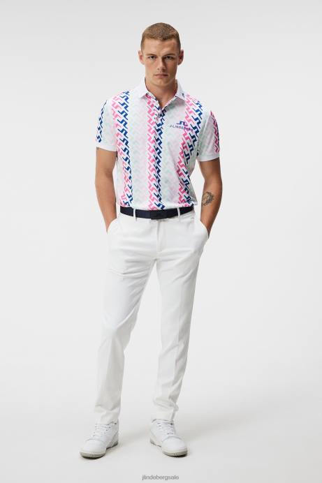 Men J.Lindeberg Pink Painted Bridge Tour Collection - Tour Tech Print Polo Clothing 8R62134