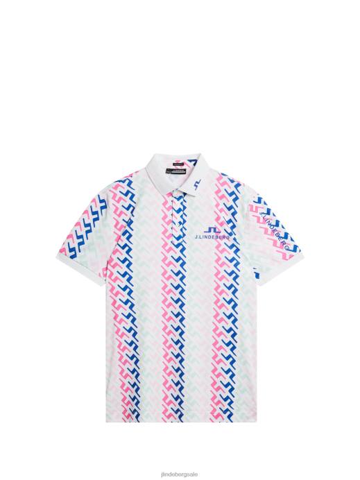 Men J.Lindeberg Pink Painted Bridge Tour Collection - Tour Tech Print Polo Clothing 8R62134