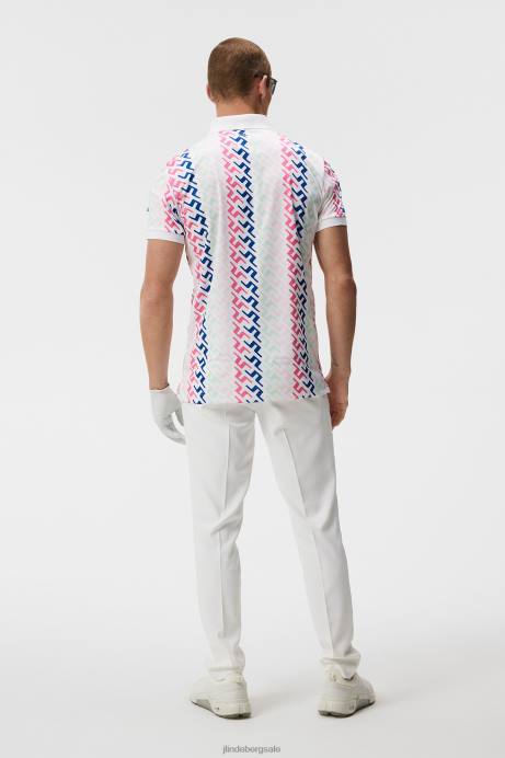 Men J.Lindeberg Pink Painted Bridge Tour Tech Print Polo Clothing 8R62158