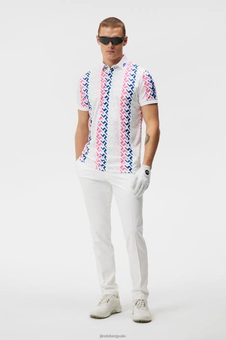 Men J.Lindeberg Pink Painted Bridge Tour Tech Print Polo Clothing 8R62158