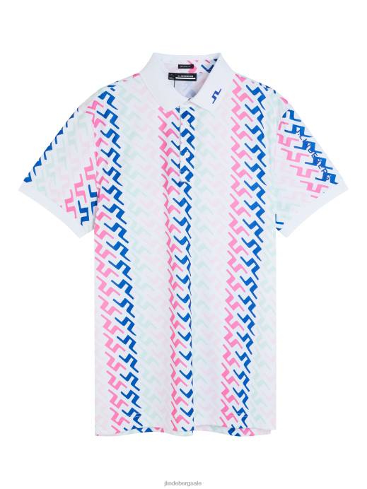 Men J.Lindeberg Pink Painted Bridge Tour Tech Print Polo Clothing 8R62158