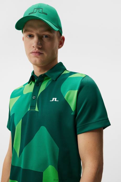 Men J.Lindeberg Rain Forest Joel Polo Clothing 8R62268