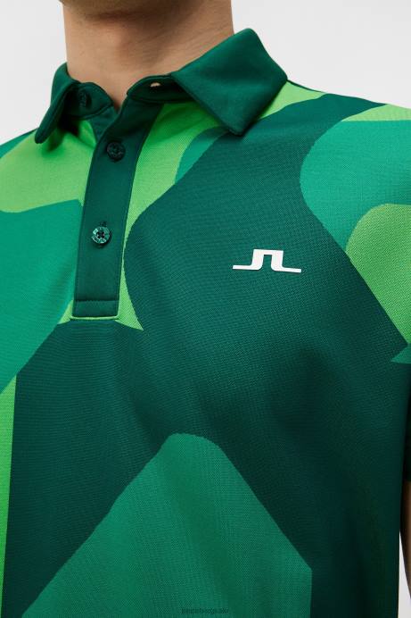 Men J.Lindeberg Rain Forest Joel Polo Clothing 8R62268