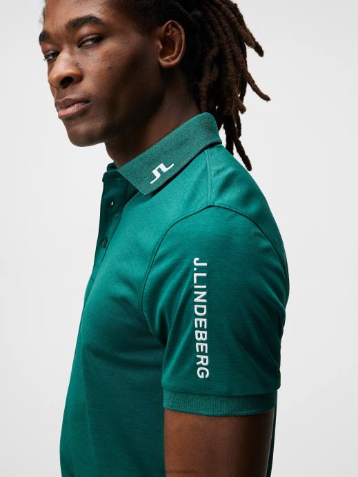 Men J.Lindeberg Rain Forest Melange Tour Tech Slim Polo Clothing 8R62234