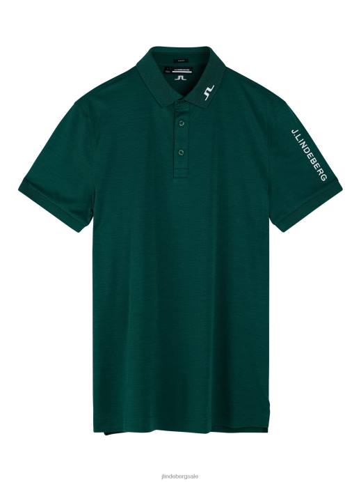 Men J.Lindeberg Rain Forest Melange Tour Tech Slim Polo Clothing 8R62234