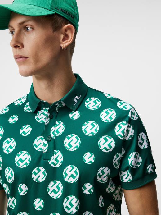Men J.Lindeberg Rain Forest Sphere Dot Kv Print Polo Clothing 8R62274