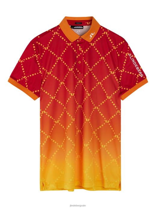 Men J.Lindeberg Sunset Fade Logo Tour Tech Print Polo Clothing 8R62243