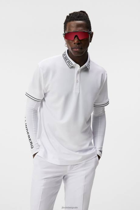 Men J.Lindeberg White Austin Polo Clothing 8R6248