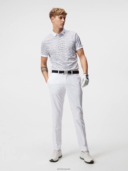 Men J.Lindeberg White Bridge Swirl Tour Tech Print Polo Clothing 8R62245