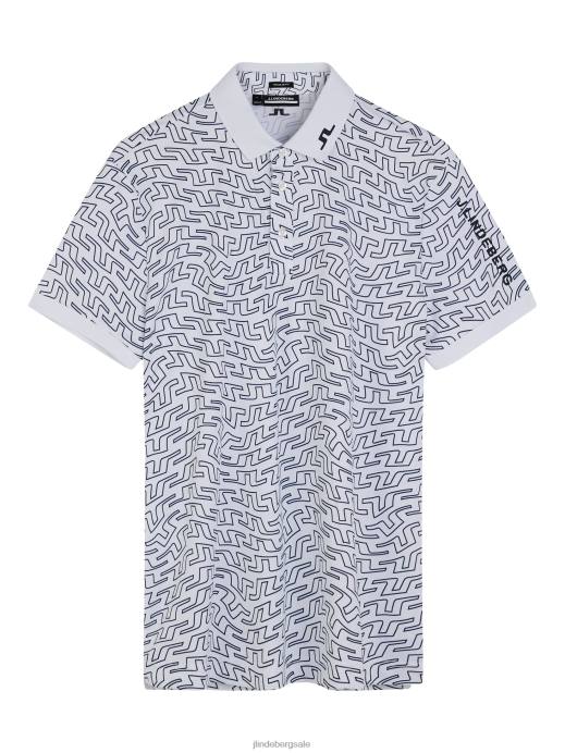 Men J.Lindeberg White Bridge Swirl Tour Tech Print Polo Clothing 8R62245
