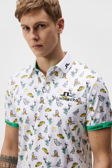 Men J.Lindeberg White Kv Nyc Golf Polo Clothing 8R62199