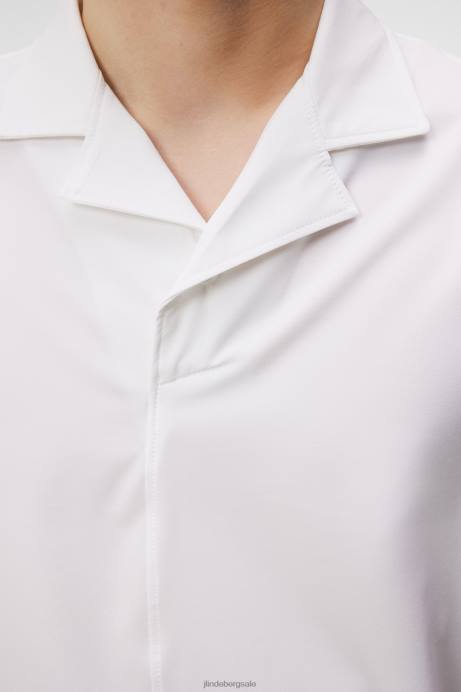 Men J.Lindeberg White Resort Shirt Clothing 8R62202
