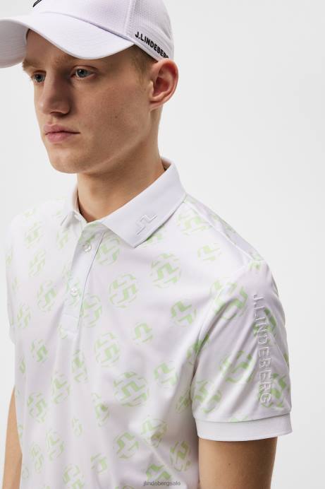 Men J.Lindeberg White Sphere Dot Tour Tech Print Polo Clothing 8R62248