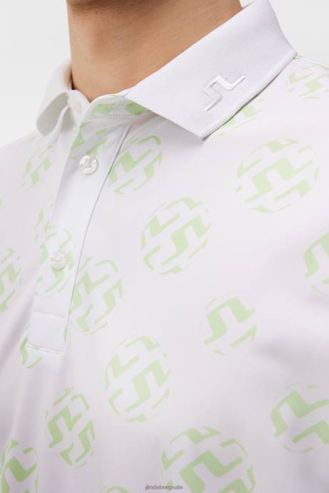 Men J.Lindeberg White Sphere Dot Tour Tech Print Polo Clothing 8R62248