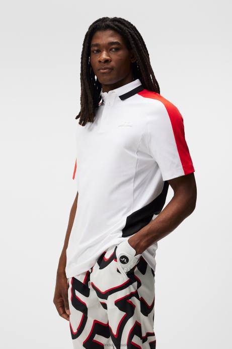 Men J.Lindeberg White Stig Polo Clothing 8R6242