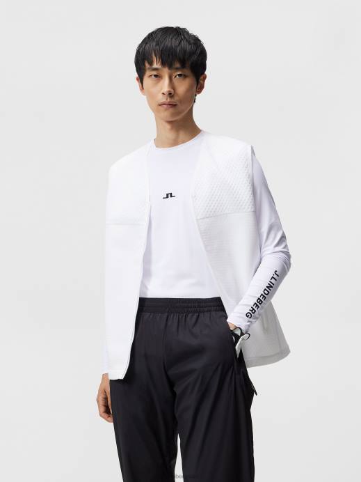 Men J.Lindeberg White Thor Layer Clothing 8R62205