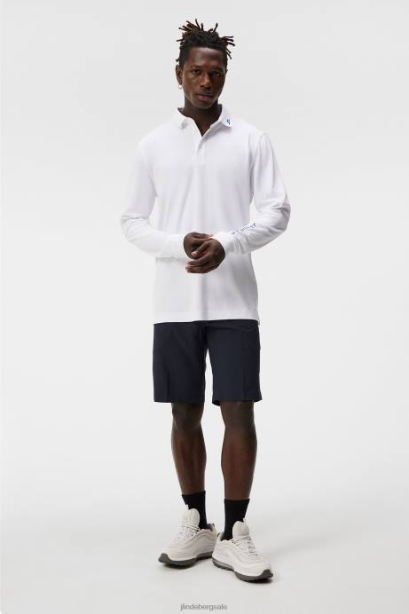 Men J.Lindeberg White Tour Tech Long Sleeve Polo Clothing 8R62108