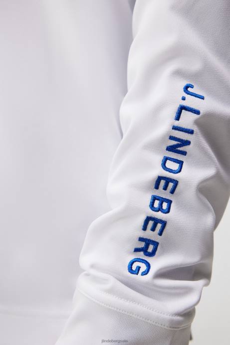 Men J.Lindeberg White Tour Tech Long Sleeve Polo Clothing 8R62108